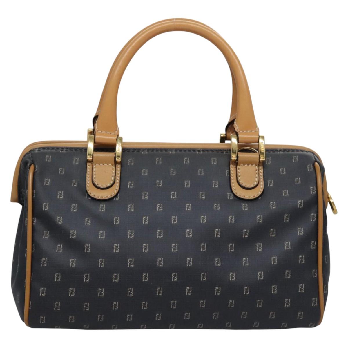 FENDI Hand Bag PVCCanvas 2way Black Auth mr1097