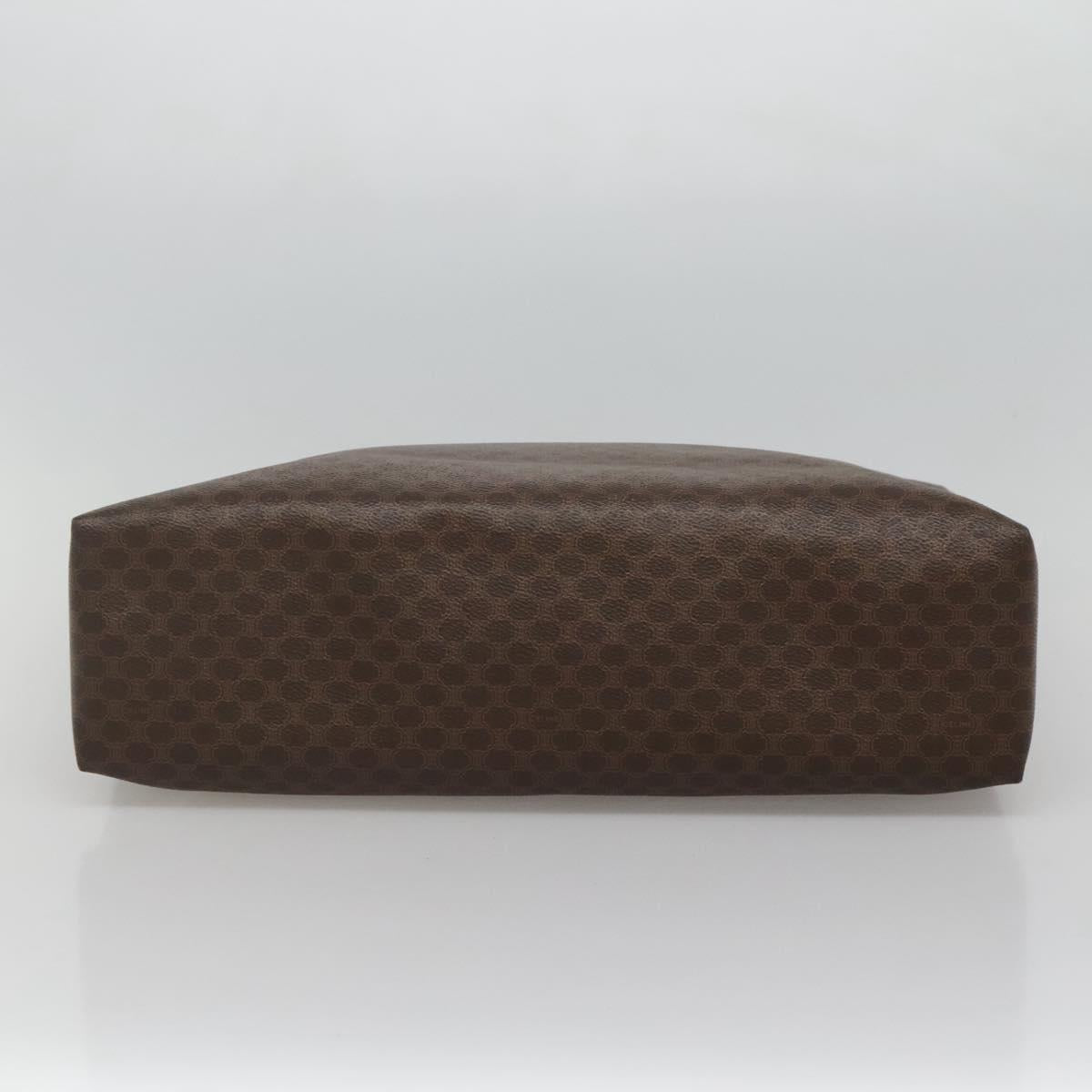 CELINE Macadam Canvas Tote Bag PVC Leather Brown Gold Auth mr1098