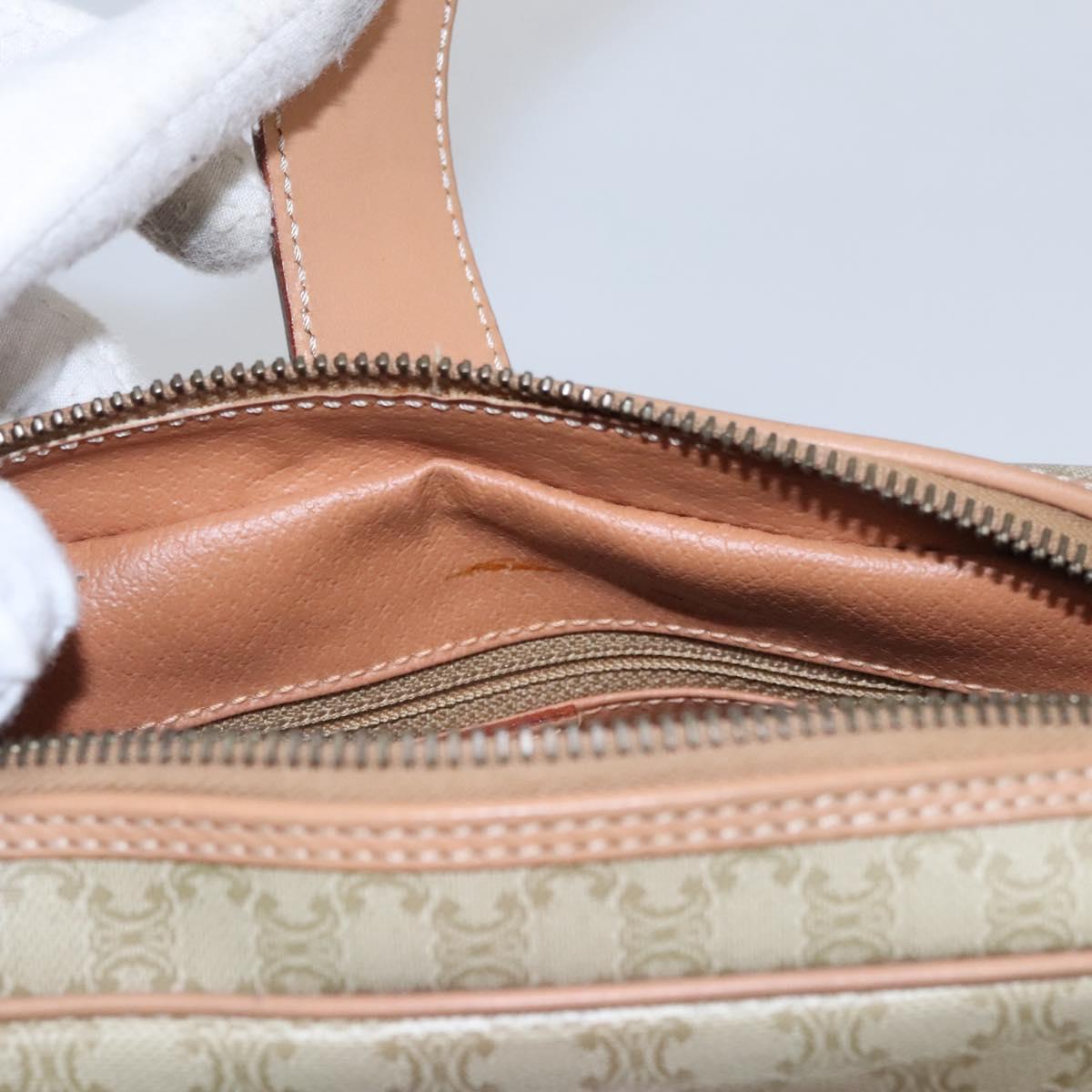 CELINE Macadam Canvas Shoulder Bag Beige Gold Auth mr1099