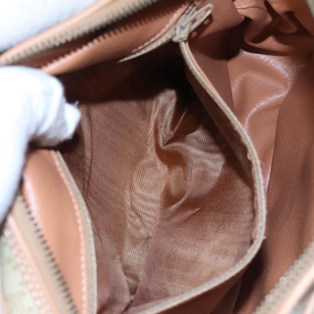 CELINE Macadam Canvas Shoulder Bag Beige Gold Auth mr1099