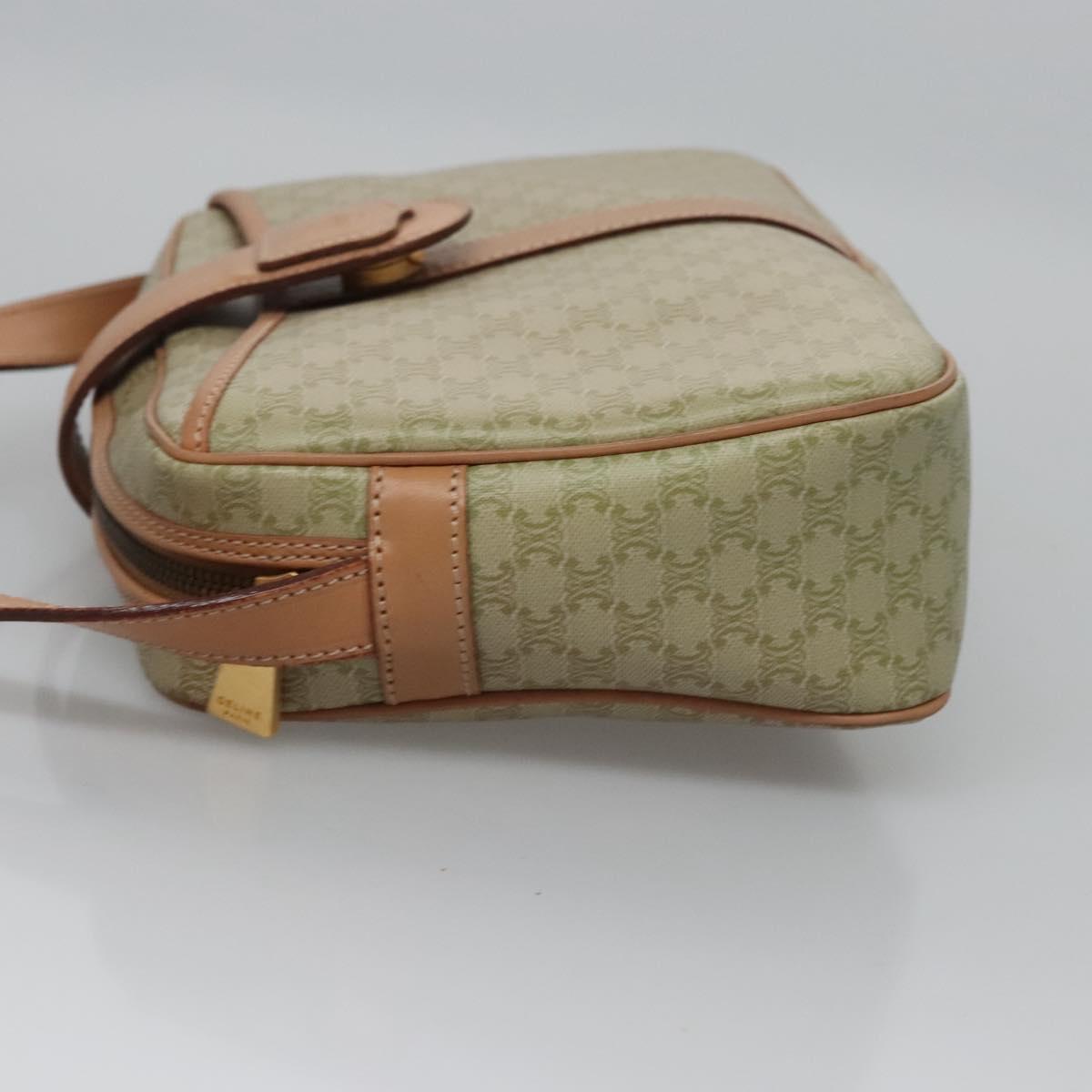 CELINE Macadam Canvas Shoulder Bag Beige Gold Auth mr1099