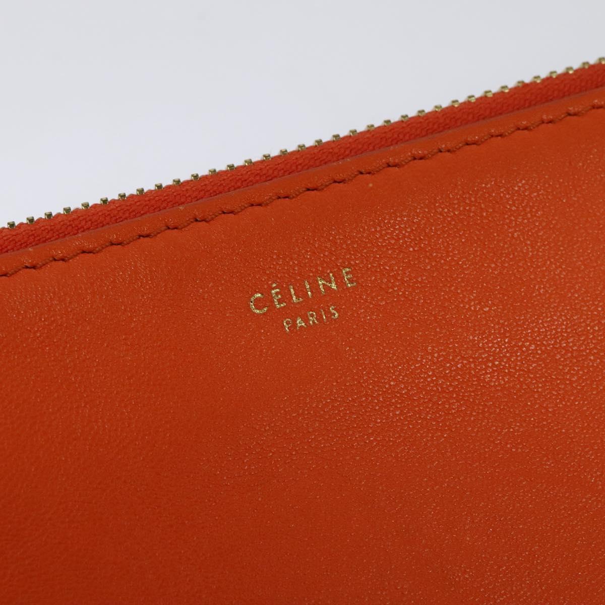CELINE Trio Shoulder Bag Leather Orange Auth mr1104