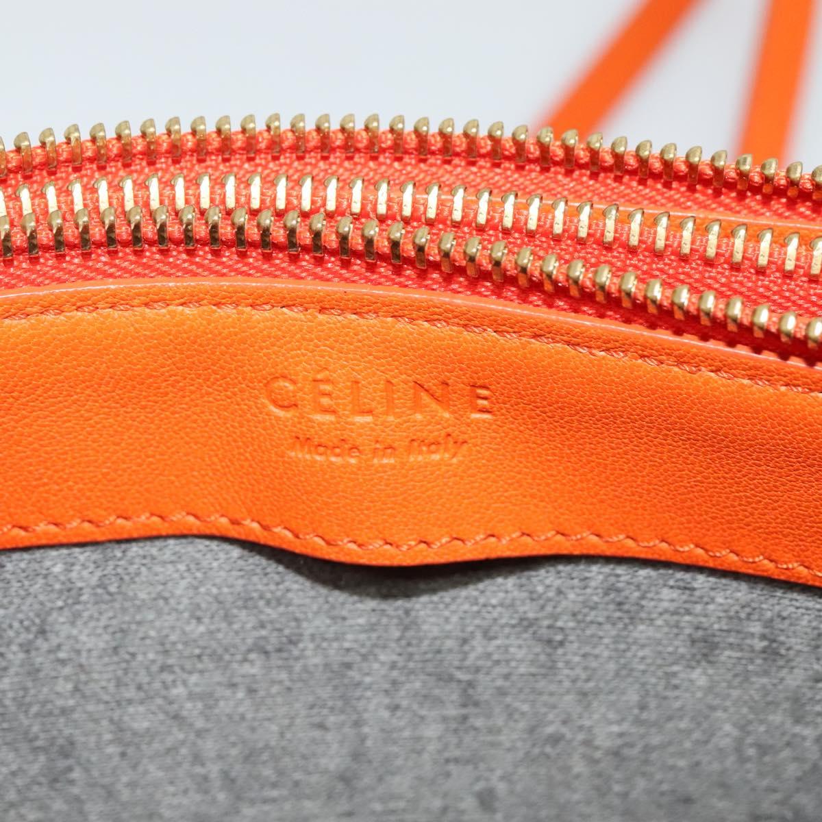 CELINE Trio Shoulder Bag Leather Orange Auth mr1104