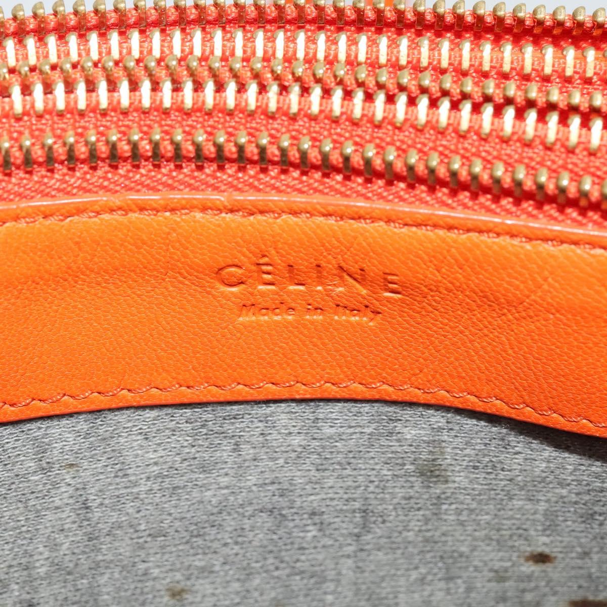 CELINE Trio Shoulder Bag Leather Orange Auth mr1104