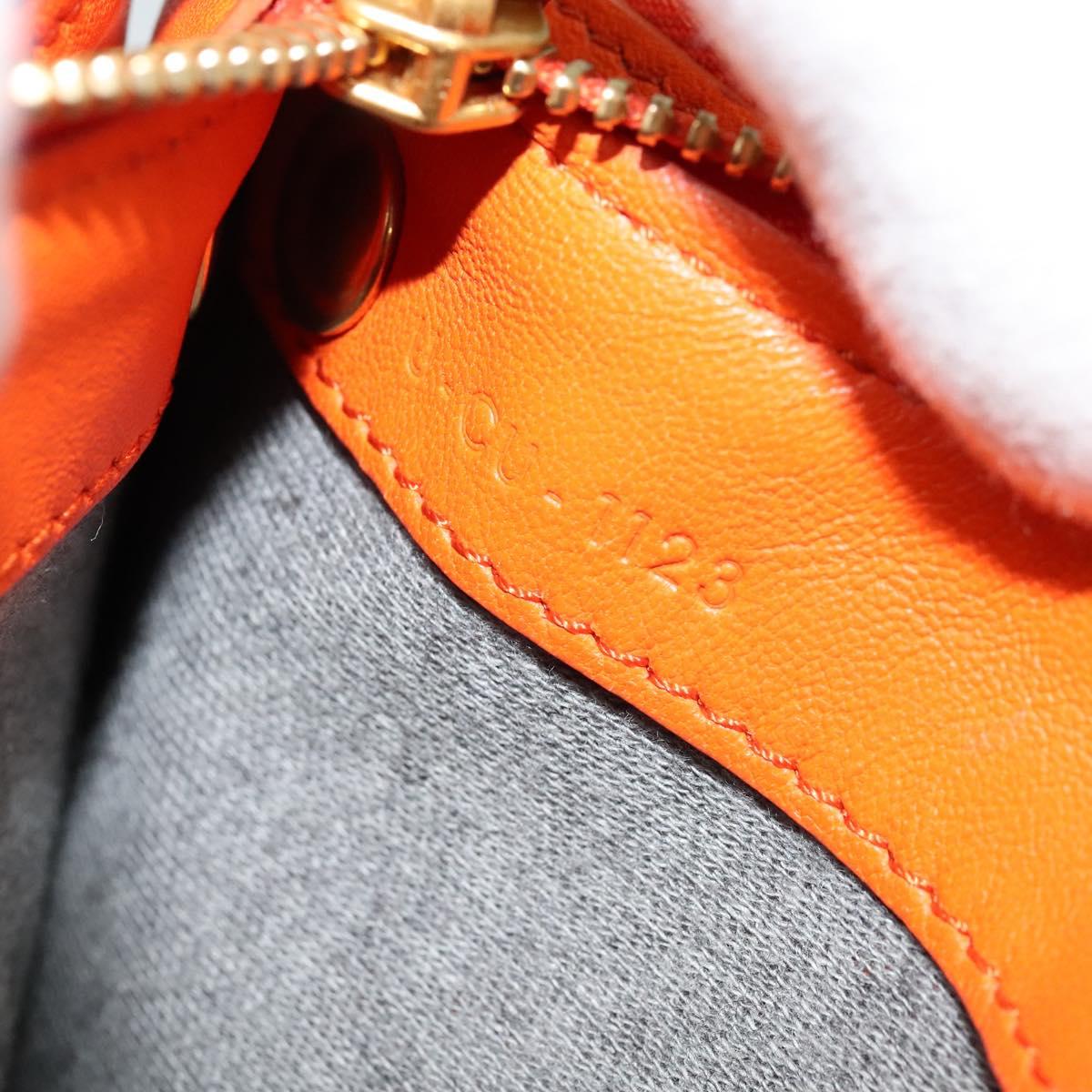 CELINE Trio Shoulder Bag Leather Orange Auth mr1104