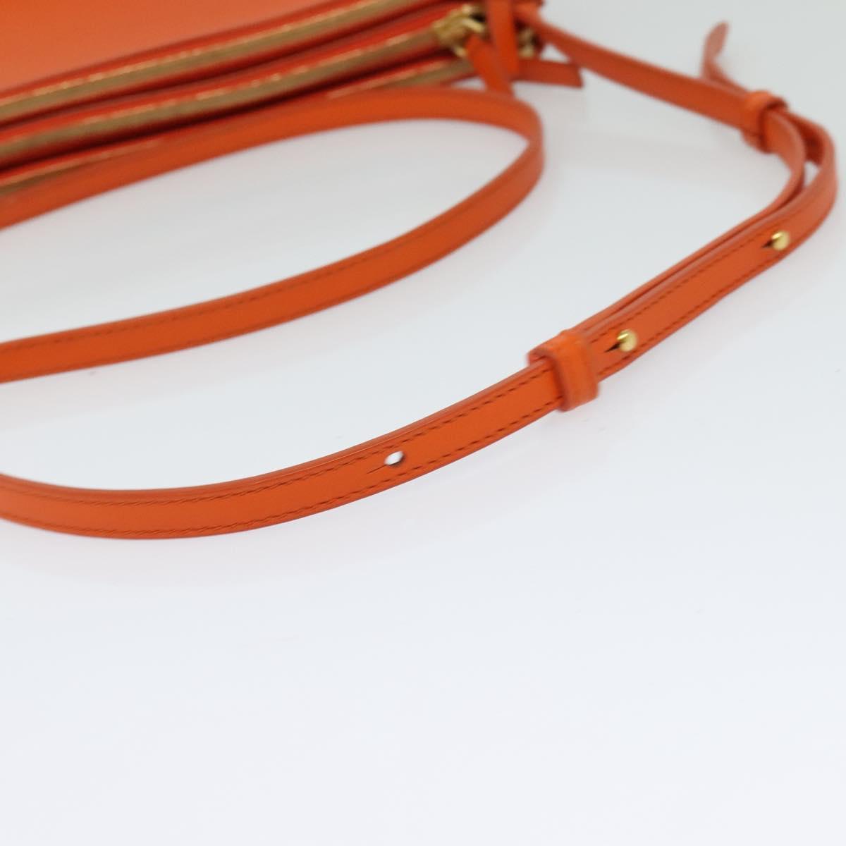 CELINE Trio Shoulder Bag Leather Orange Auth mr1104