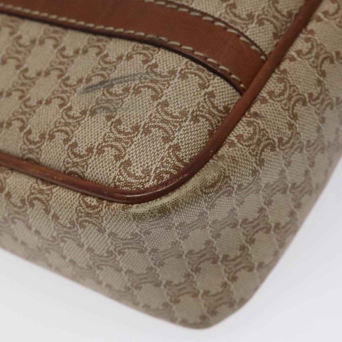 CELINE Macadam Canvas Hand Bag Beige Gold Auth mr1105