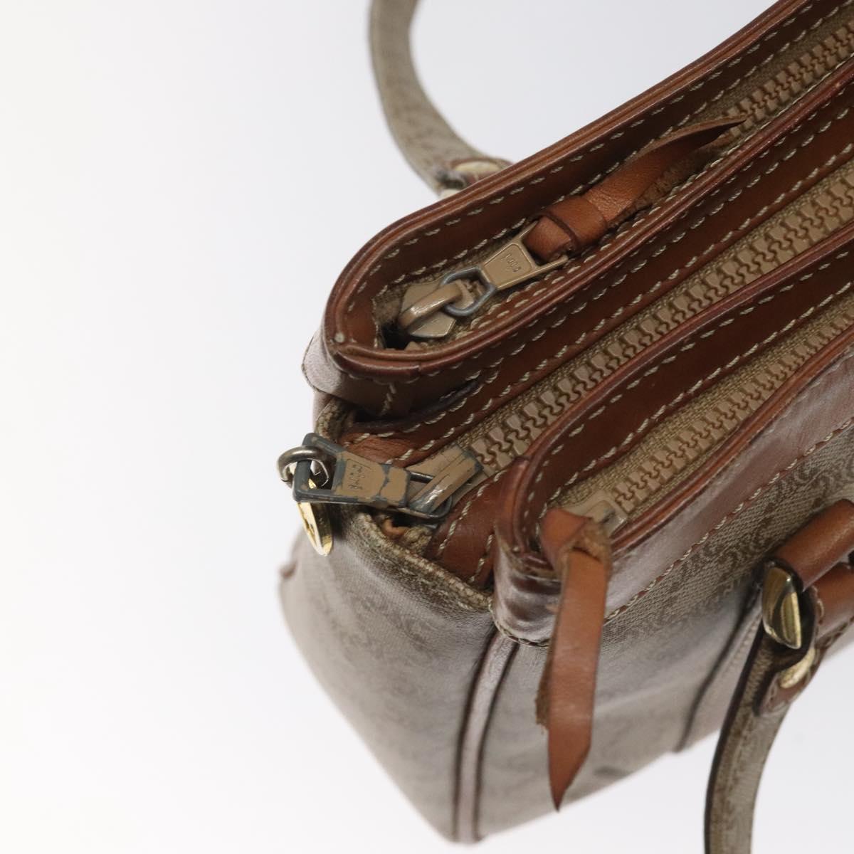 CELINE Macadam Canvas Hand Bag Beige Gold Auth mr1105