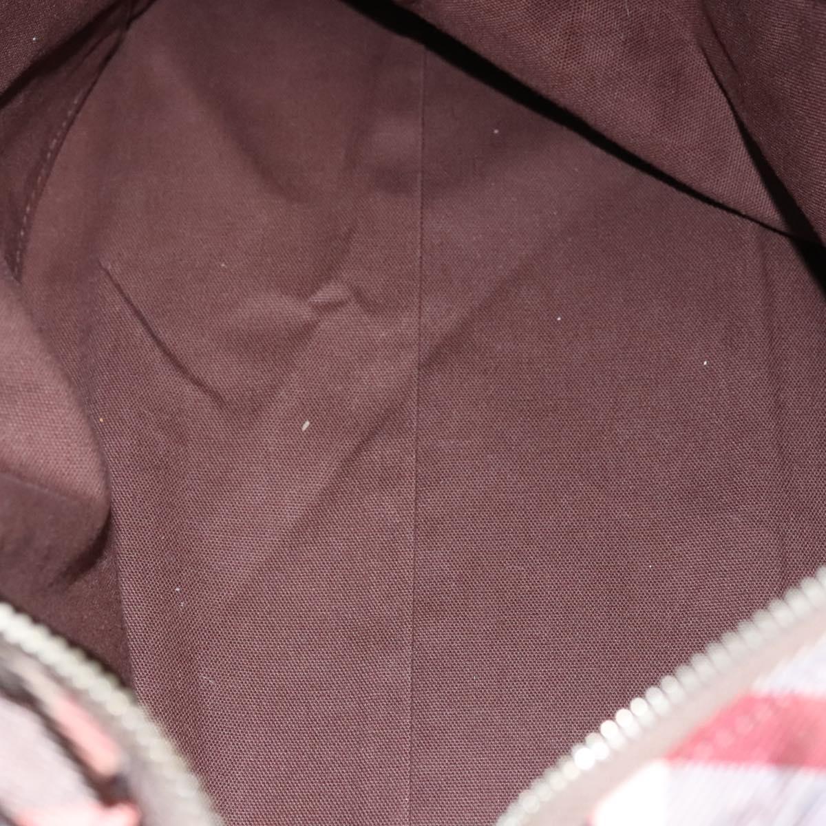 BURBERRY Nova Check Blue Label Hand Bag Nylon Red Brown Auth mr1107