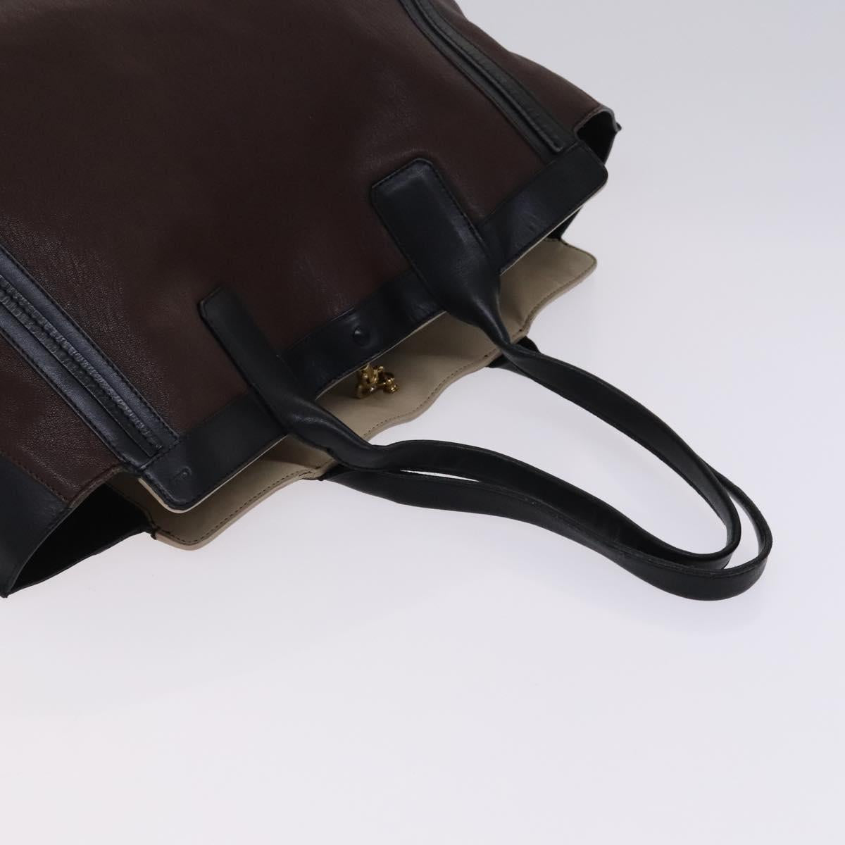 Chloe Hand Bag Leather 3Set Brown Black Auth mr1113