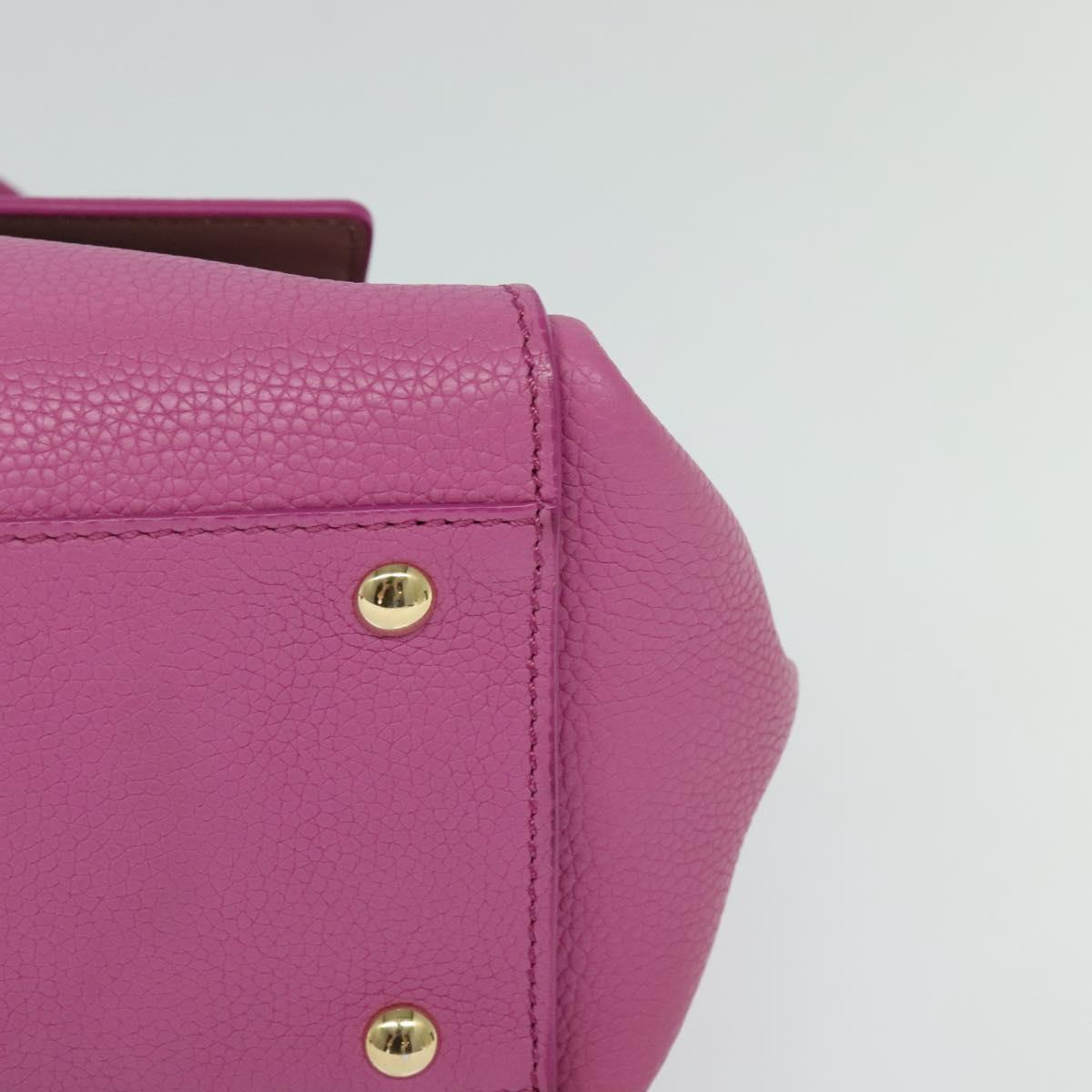 Salvatore Ferragamo Gancini Hand Bag Leather 2way Pink Gold Auth mr1123V