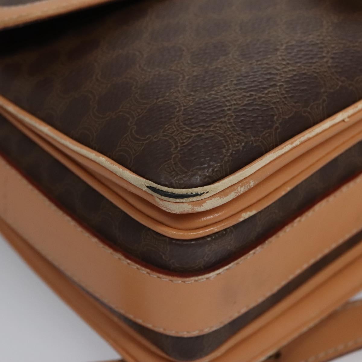 CELINE Macadam Canvas Shoulder Bag PVC Leather Brown Gold Auth mr1129