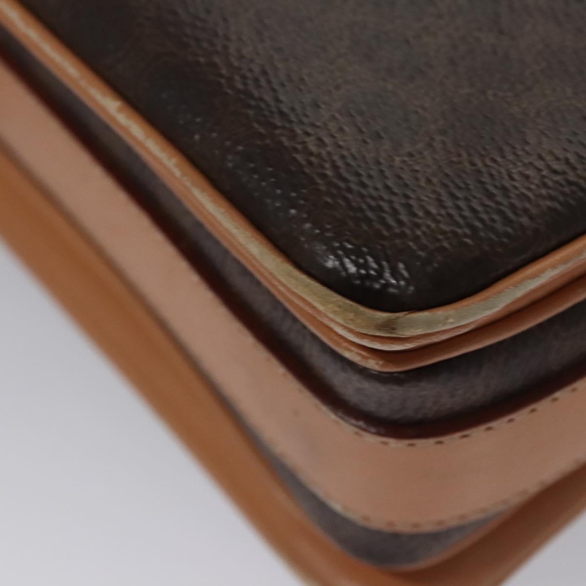 CELINE Macadam Canvas Shoulder Bag PVC Leather Brown Gold Auth mr1129