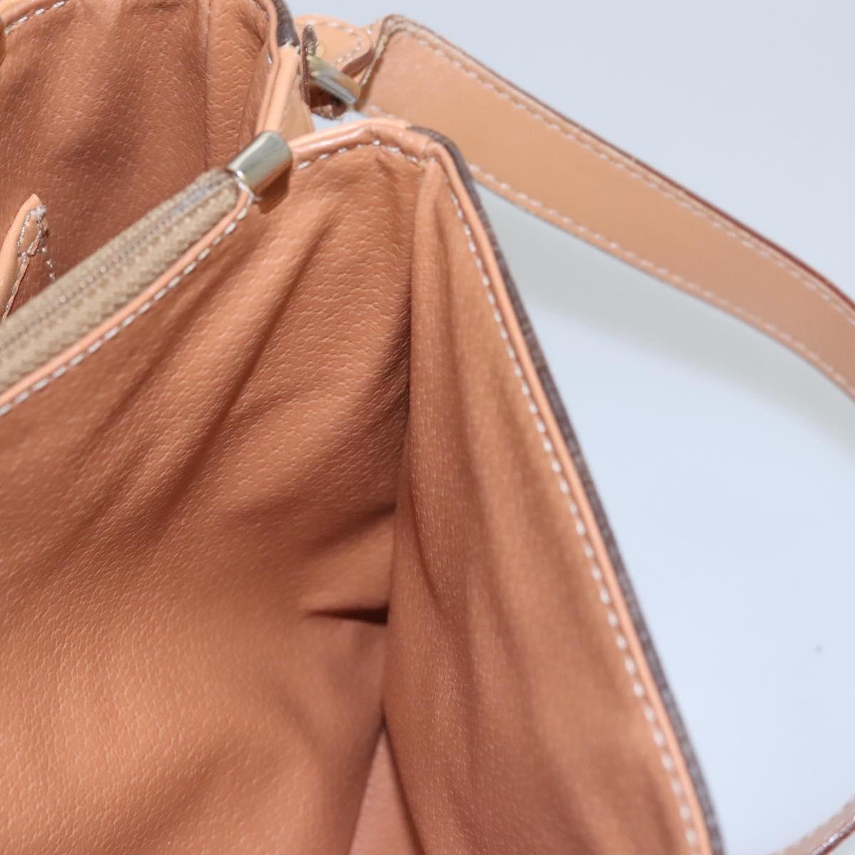 CELINE Macadam Canvas Shoulder Bag PVC Leather Brown Gold Auth mr1129