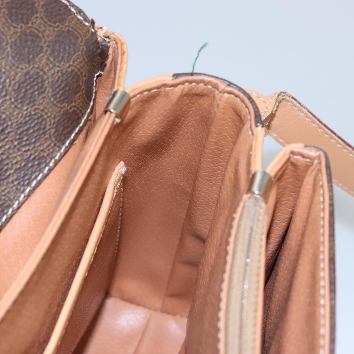 CELINE Macadam Canvas Shoulder Bag PVC Leather Brown Gold Auth mr1129