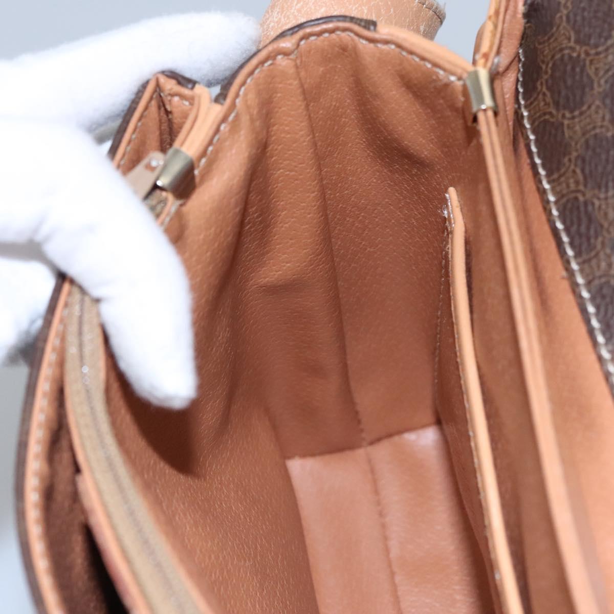 CELINE Macadam Canvas Shoulder Bag PVC Leather Brown Gold Auth mr1129