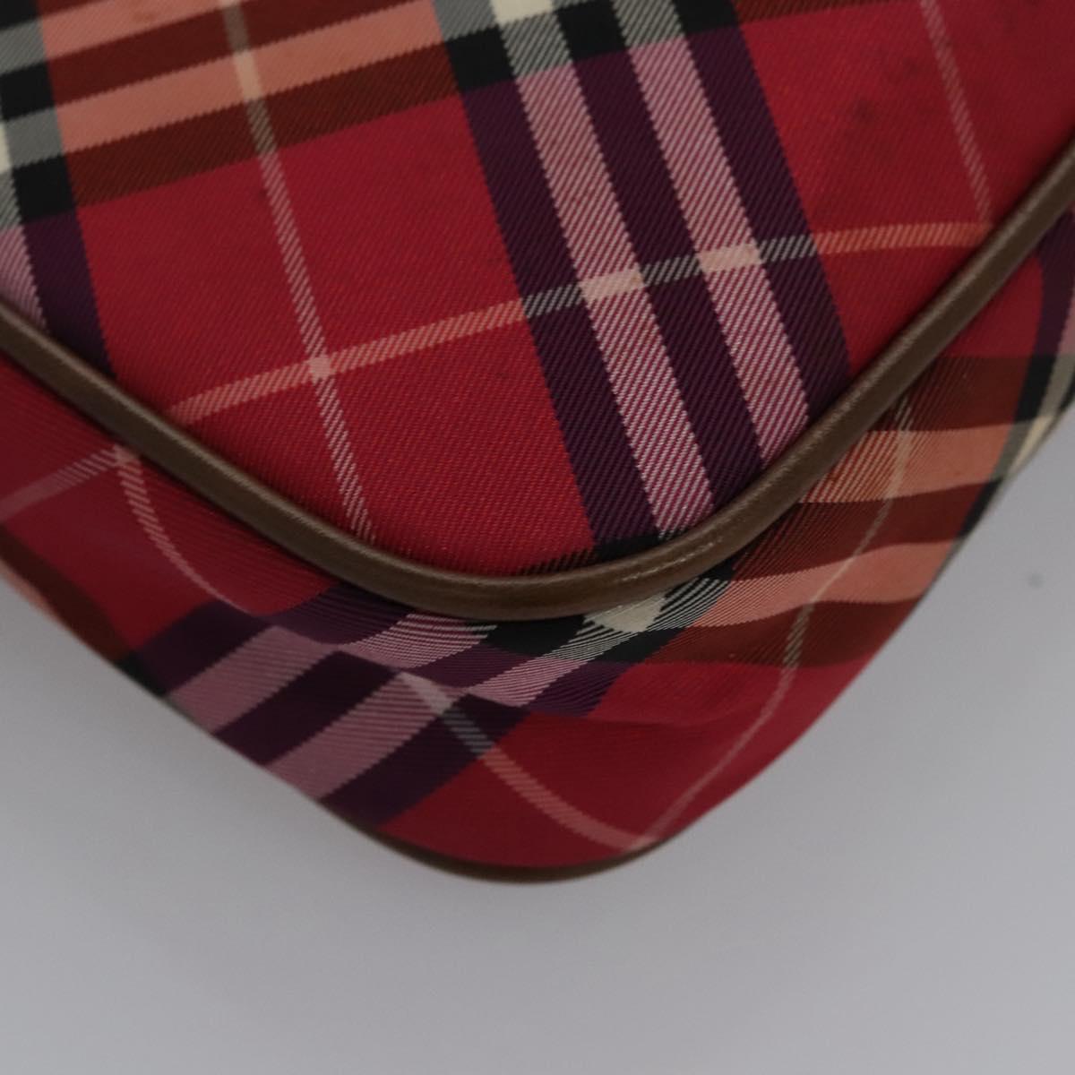 BURBERRY Nova Check Blue Label Accessory Pouch Nylon Red Brown Auth mr1139