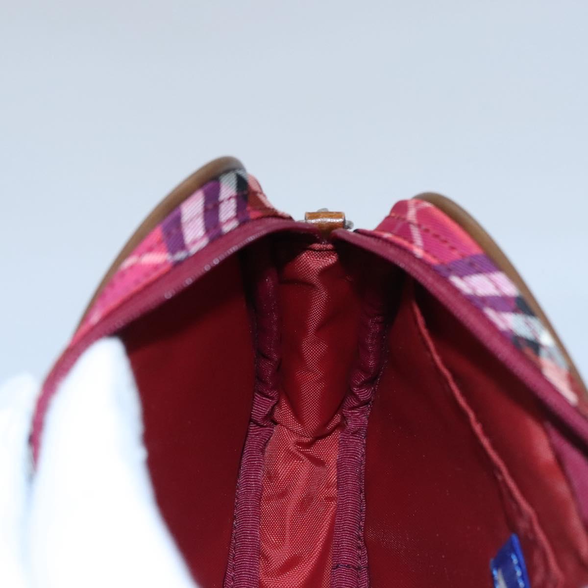 BURBERRY Nova Check Blue Label Accessory Pouch Nylon Red Brown Auth mr1139