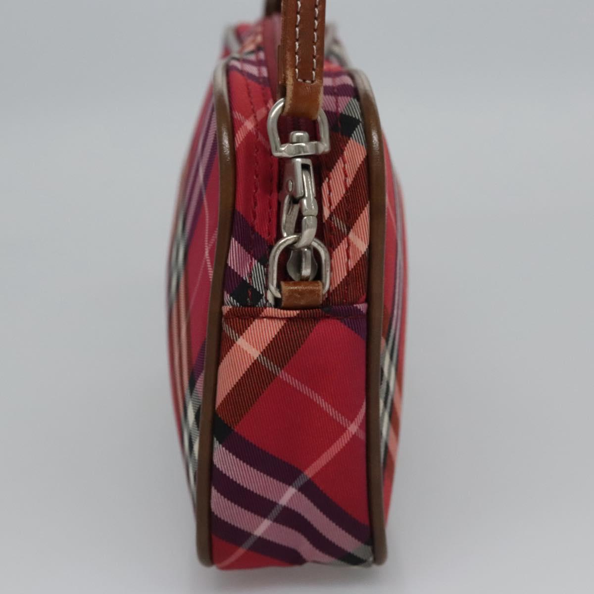 BURBERRY Nova Check Blue Label Accessory Pouch Nylon Red Brown Auth mr1139