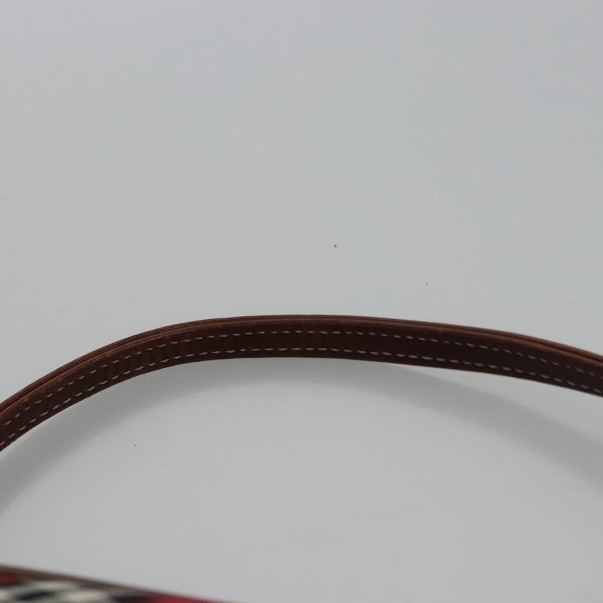 BURBERRY Nova Check Blue Label Accessory Pouch Nylon Red Brown Auth mr1139