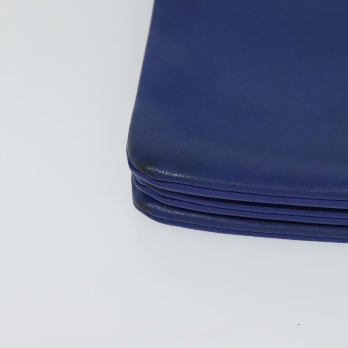 CELINE Trio Shoulder Bag Leather Blue Gold Auth mr1142