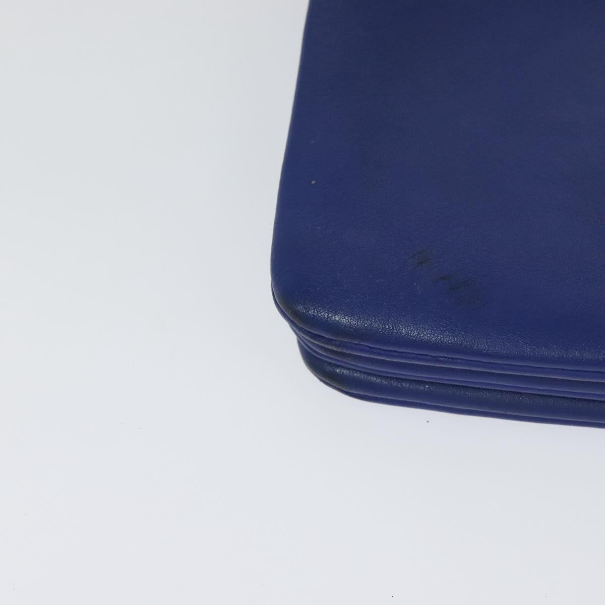 CELINE Trio Shoulder Bag Leather Blue Gold Auth mr1142