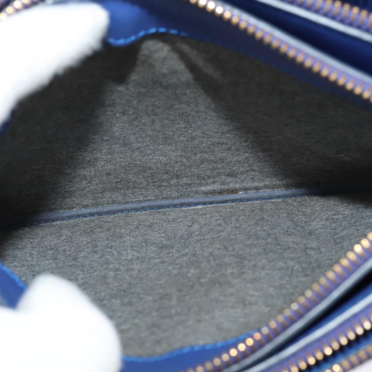 CELINE Trio Shoulder Bag Leather Blue Gold Auth mr1142