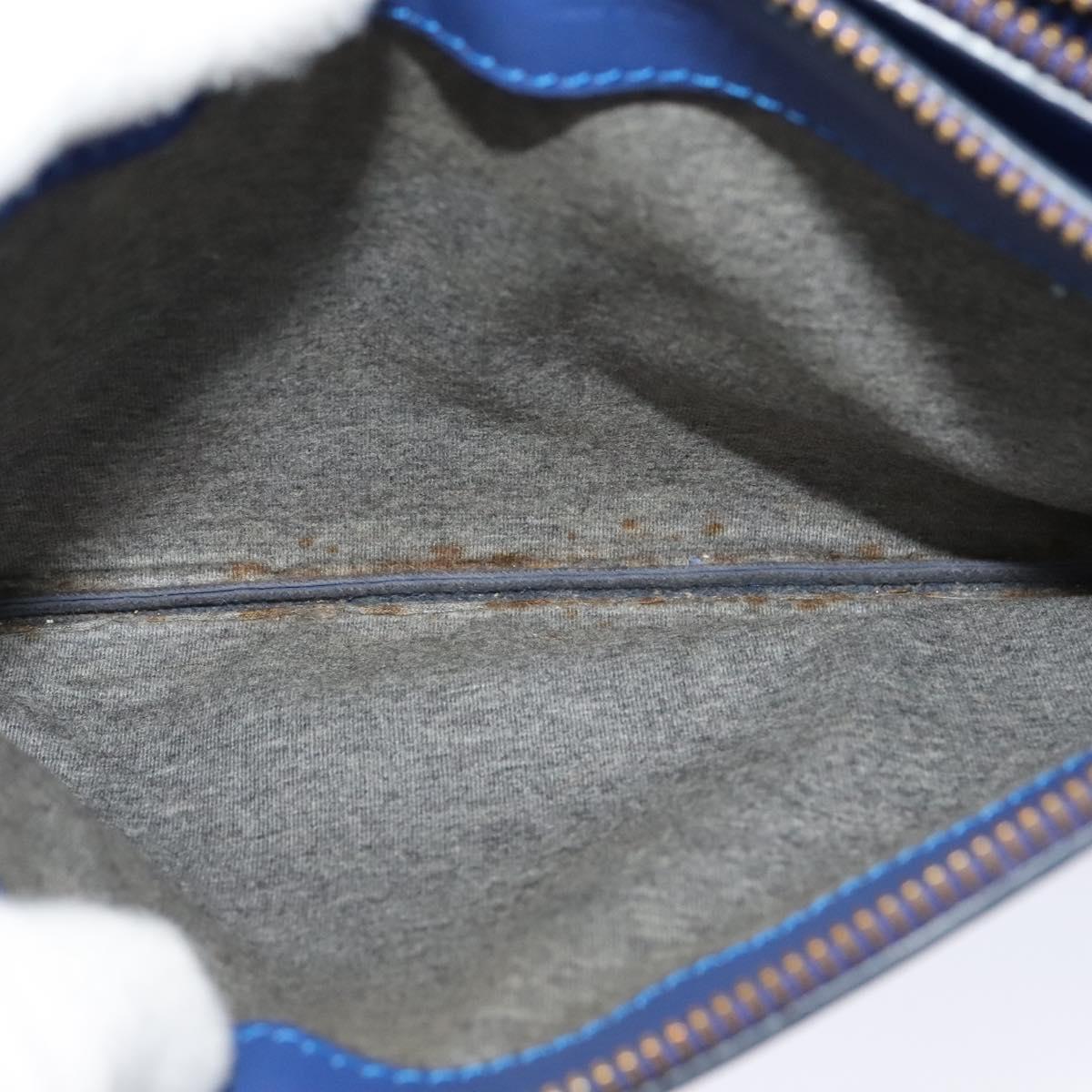 CELINE Trio Shoulder Bag Leather Blue Gold Auth mr1142