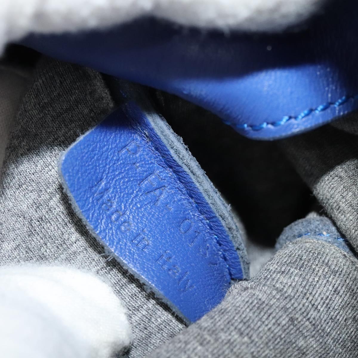 CELINE Trio Shoulder Bag Leather Blue Gold Auth mr1142