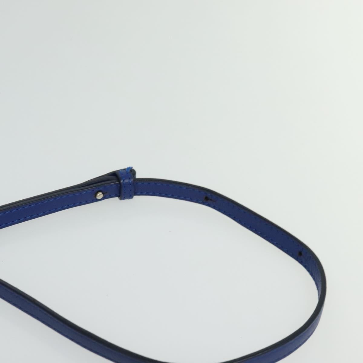 CELINE Trio Shoulder Bag Leather Blue Gold Auth mr1142