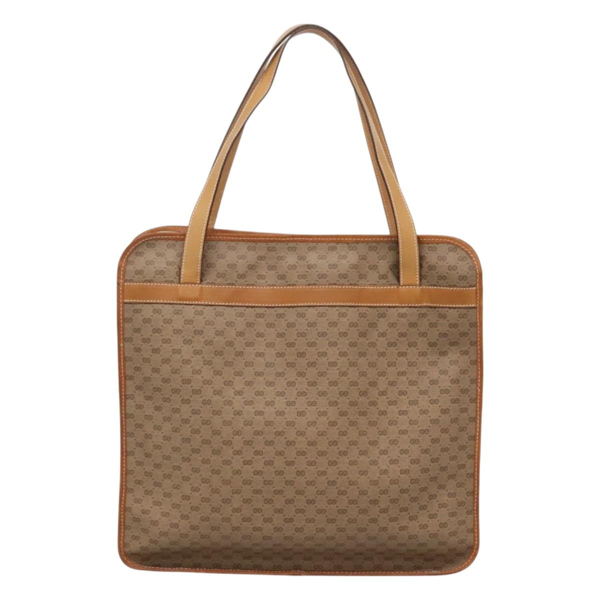 GUCCI Micro GG Supreme Tote Bag PVC Beige Auth mr1148