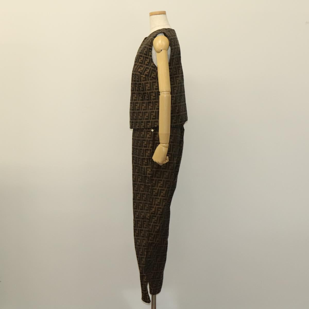 FENDI Zucca Canvas Tank Top Pants Setup Brown Auth mr1155