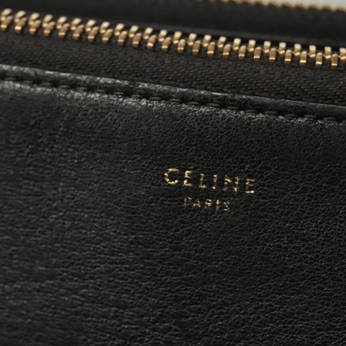 CELINE Trio bag Shoulder Bag Leather Black Gold Auth mr1158
