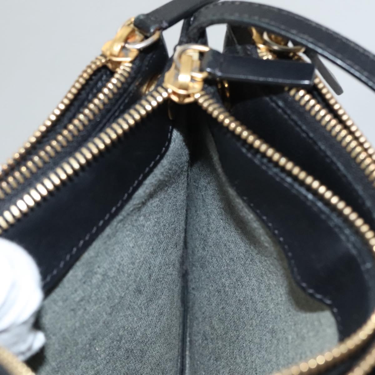 CELINE Trio bag Shoulder Bag Leather Black Gold Auth mr1158