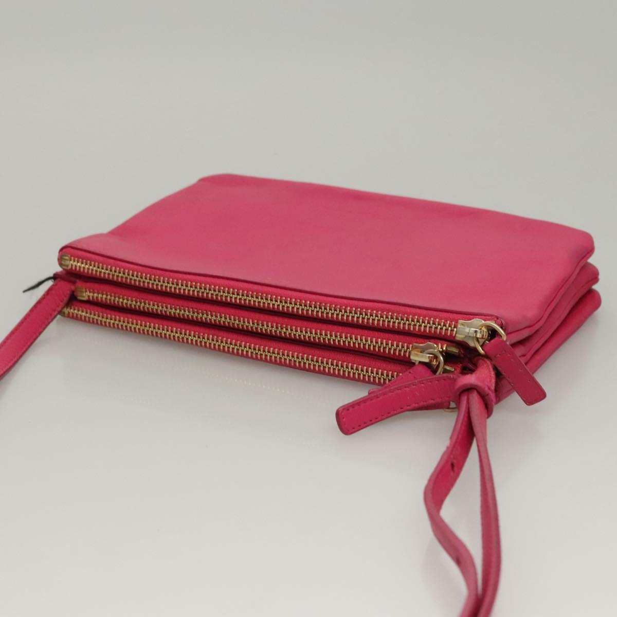 CELINE Trio bag Shoulder Bag Leather Pink Gold Auth mr1159