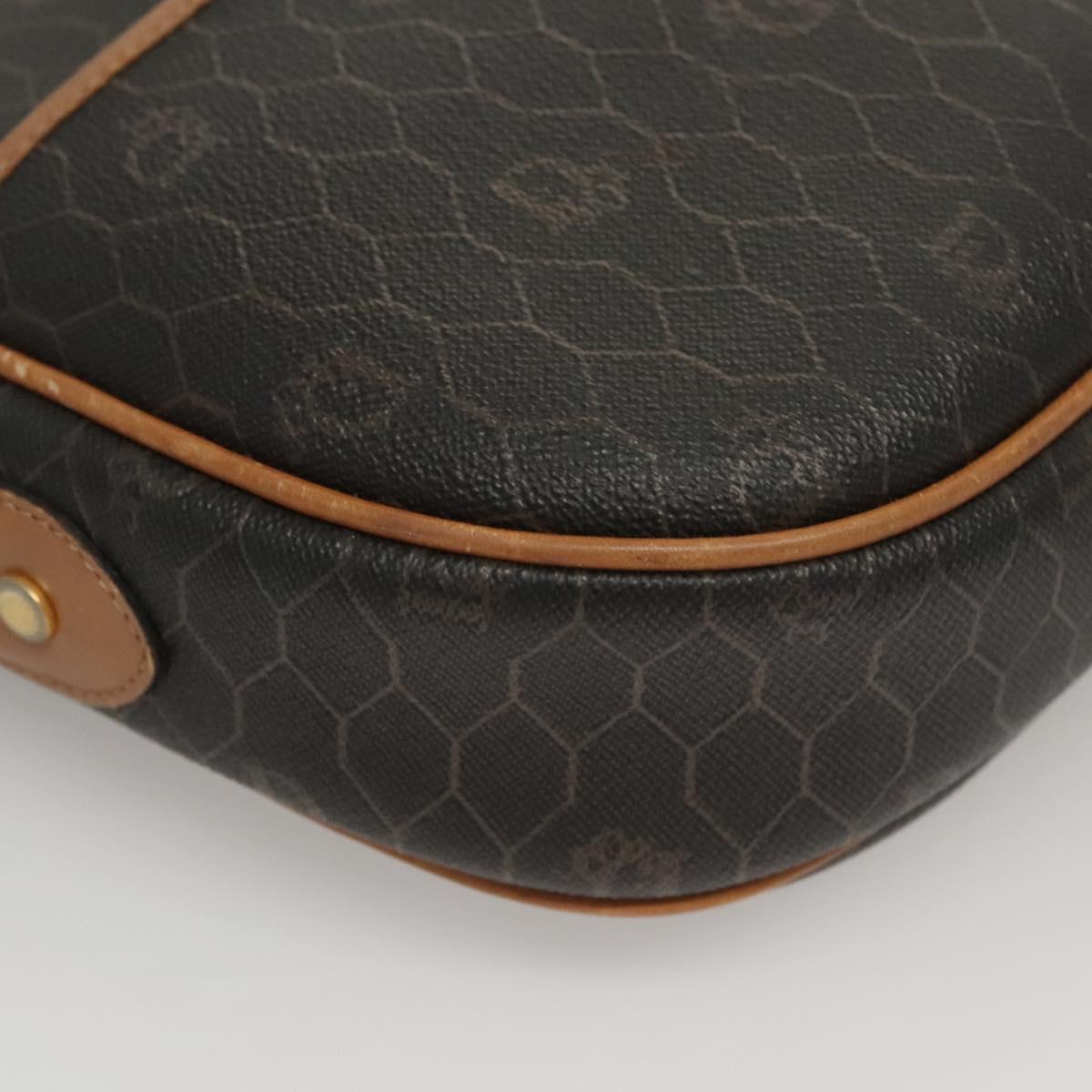 Christian Dior Honeycomb Canvas Shoulder Bag PVC Leather Black Auth mr1164