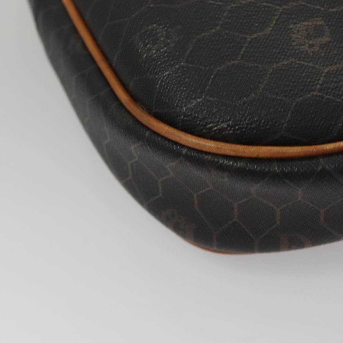 Christian Dior Honeycomb Canvas Shoulder Bag PVC Leather Black Auth mr1164