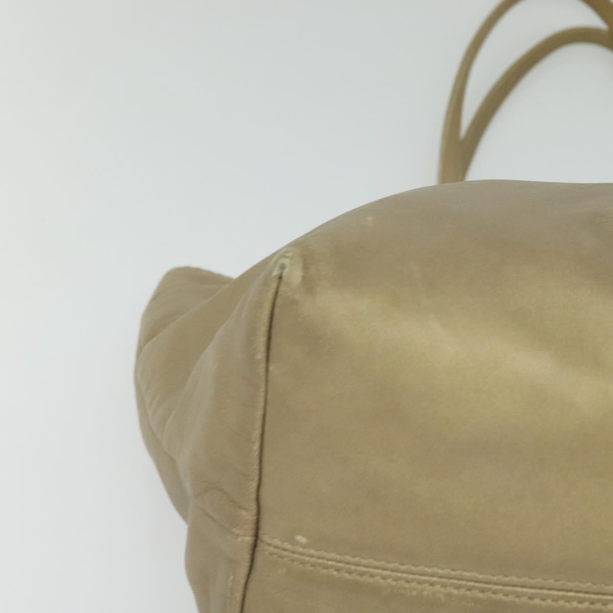 LOEWE Anagram Tote Bag Leather Beige Gold Auth mr1182