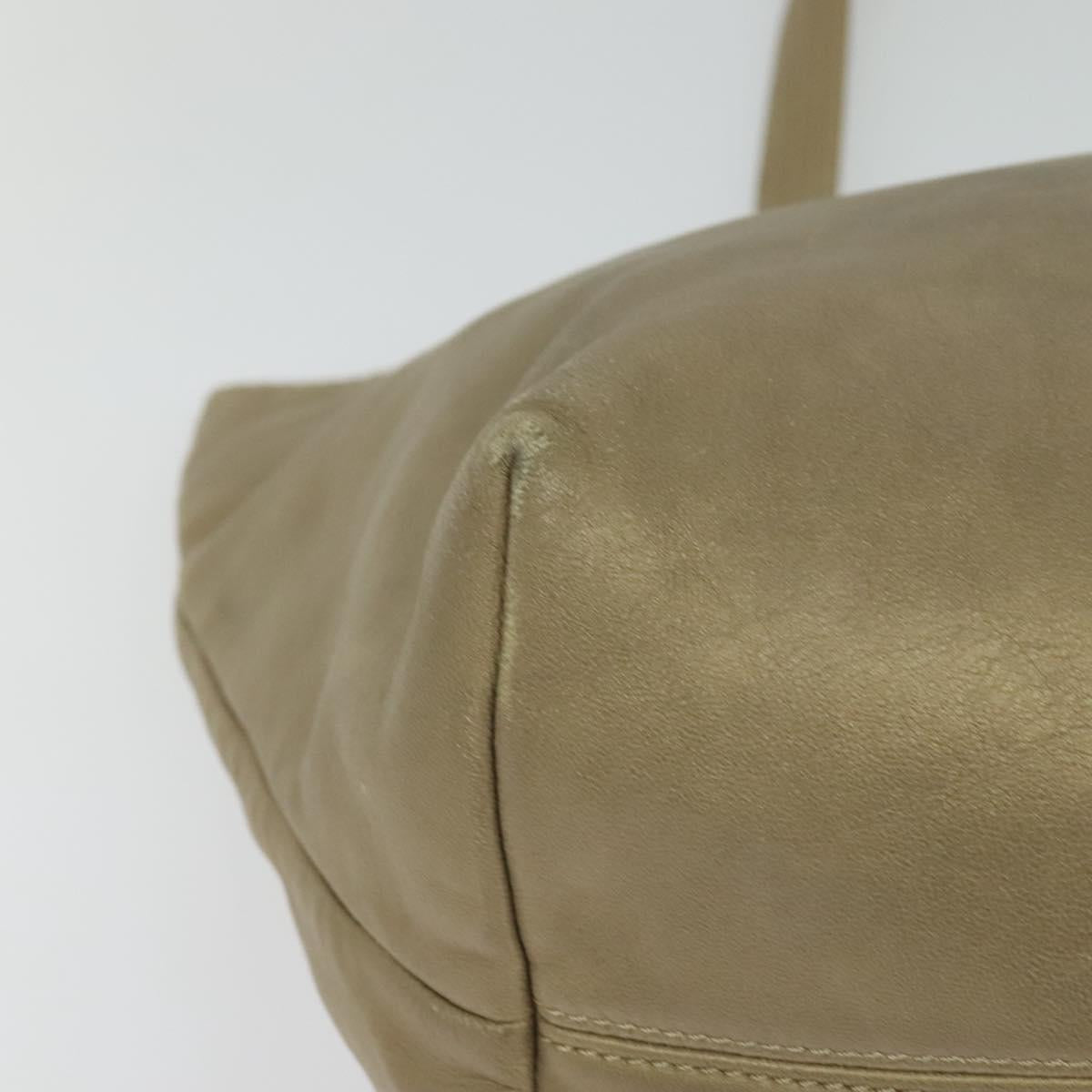 LOEWE Anagram Tote Bag Leather Beige Gold Auth mr1182