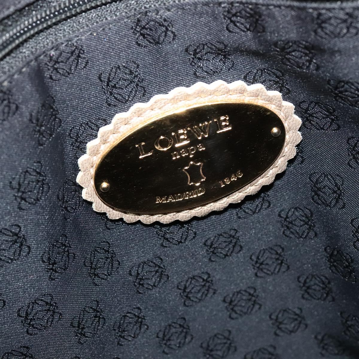 LOEWE Anagram Tote Bag Leather Beige Gold Auth mr1182