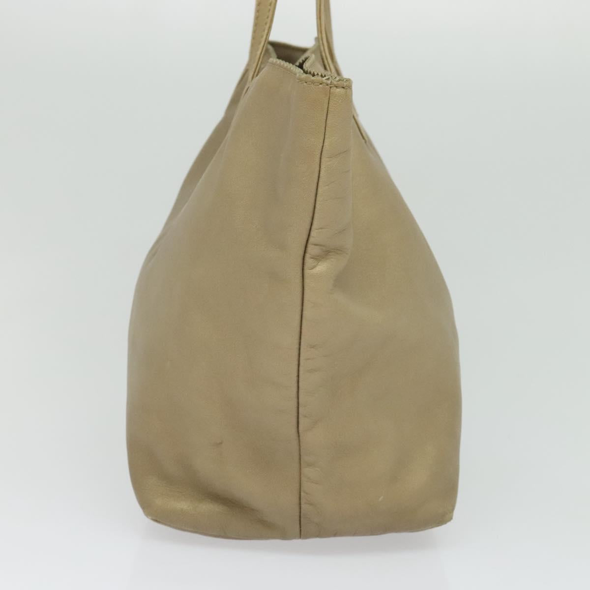 LOEWE Anagram Tote Bag Leather Beige Gold Auth mr1182