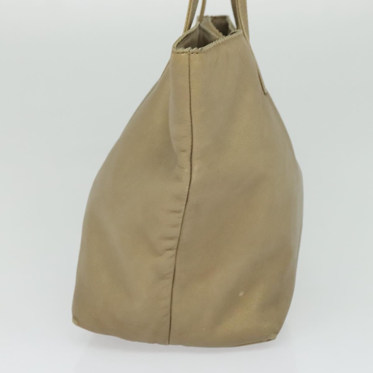 LOEWE Anagram Tote Bag Leather Beige Gold Auth mr1182