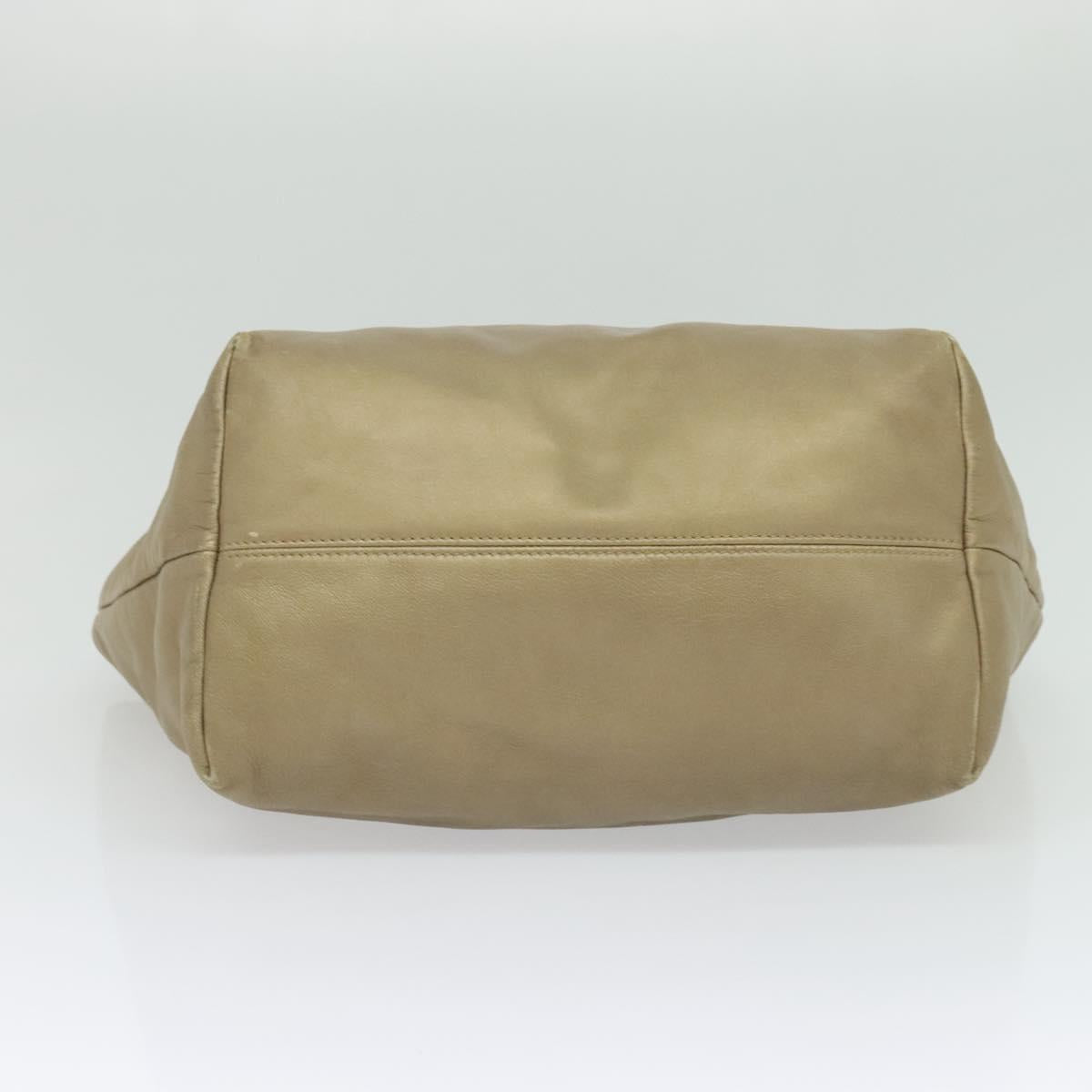 LOEWE Anagram Tote Bag Leather Beige Gold Auth mr1182