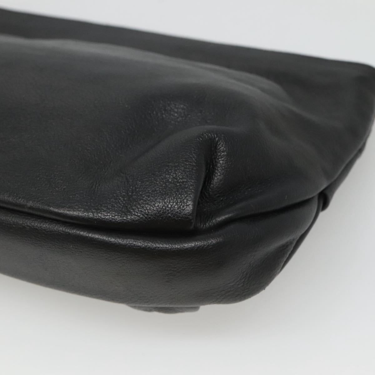 Christian Dior Clutch Bag Leather Black Gold Auth mr1204