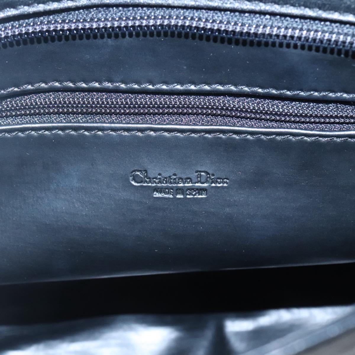 Christian Dior Clutch Bag Leather Black Gold Auth mr1204