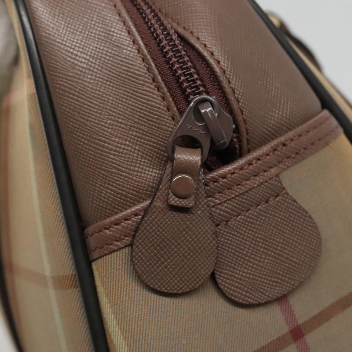 Burberrys Hand Bag Canvas Brown Gold Auth mr1221