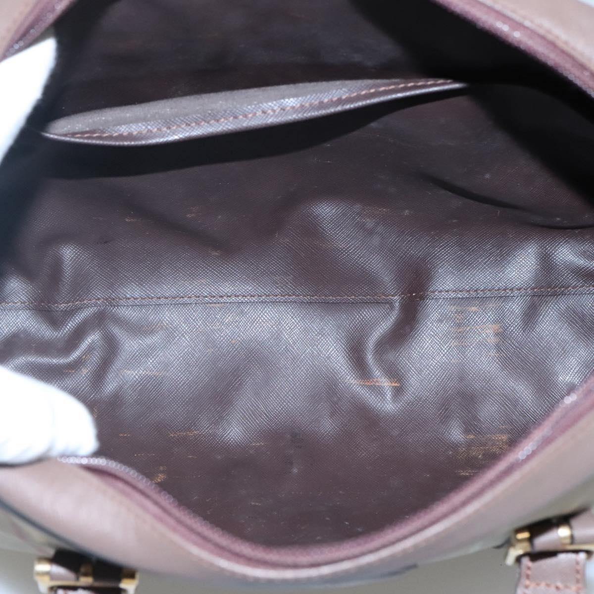 Burberrys Hand Bag Canvas Brown Gold Auth mr1221