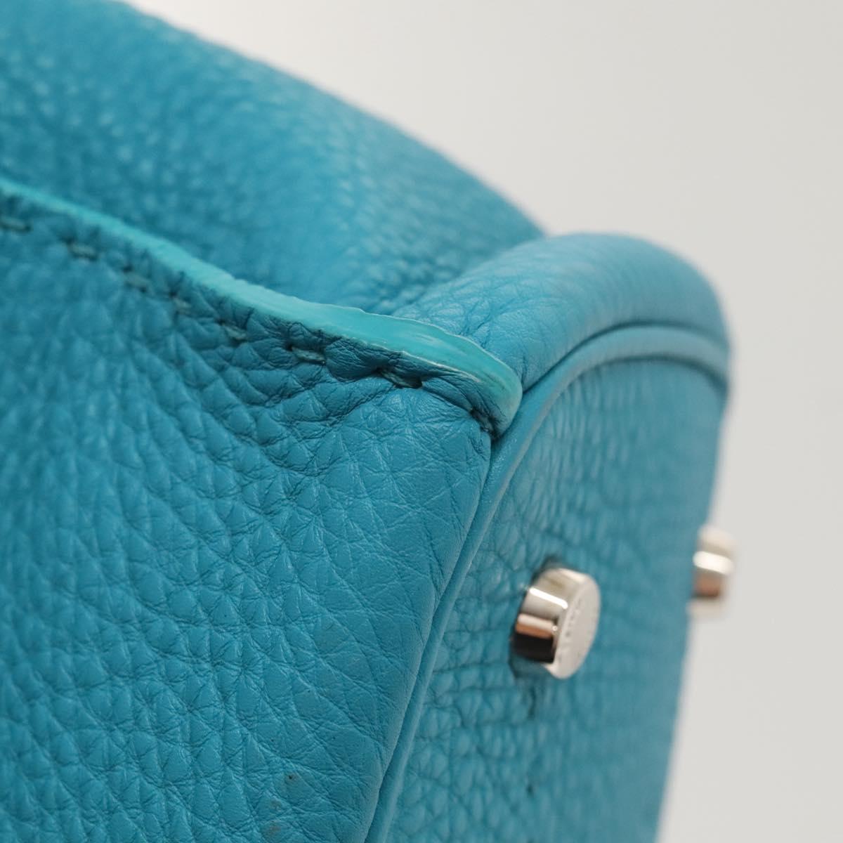 FENDI Anna Shoulder Bag Leather 2way Turquoise Blue Auth mr1226V