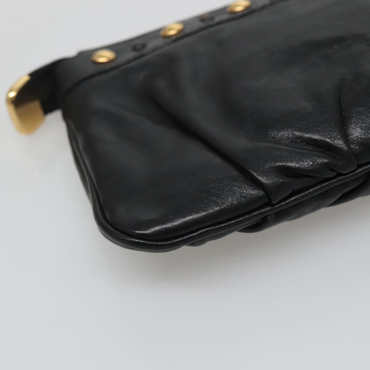 GUCCI Pouch Leather Black Gold 208570 Auth mr1227