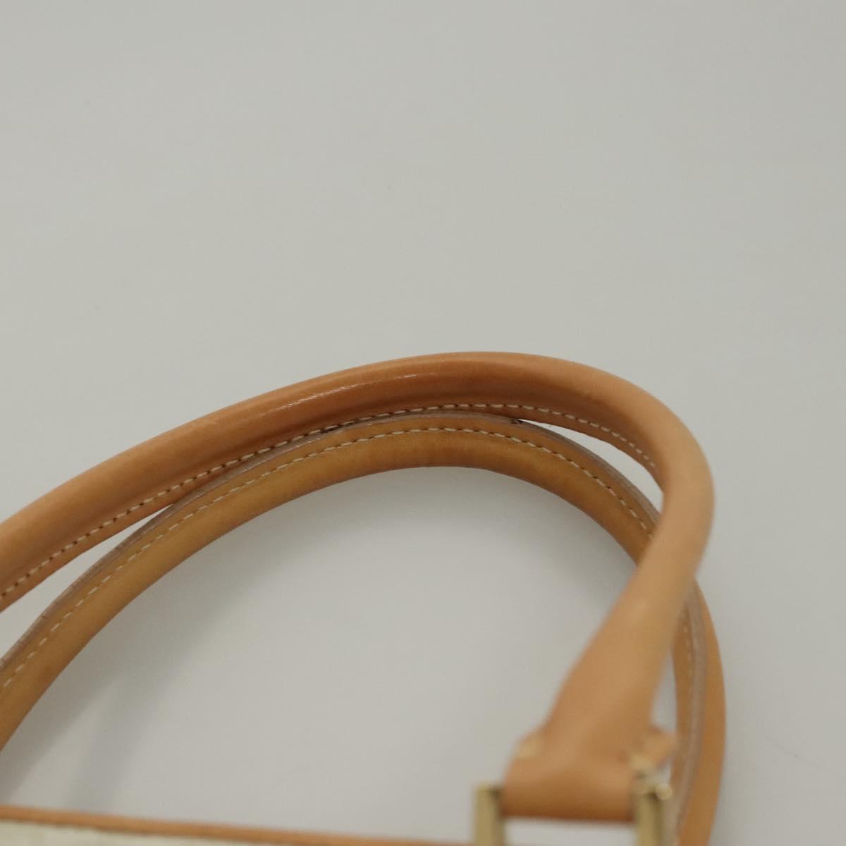 CELINE C Macadam Canvas Tote Bag Suede White Gold Auth mr1231
